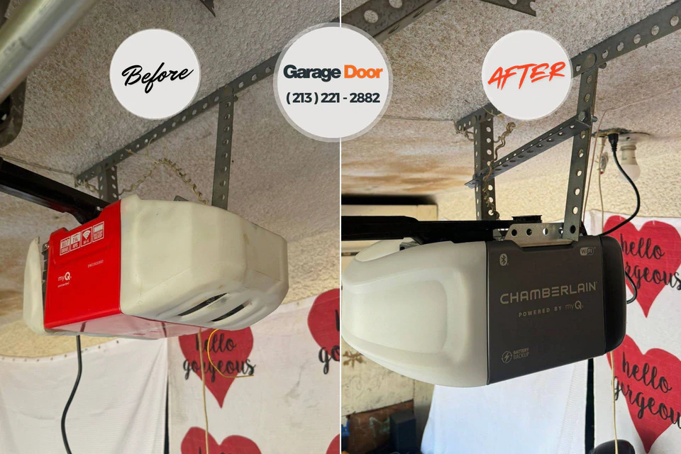 Before and after: garage door repair Emory, TX